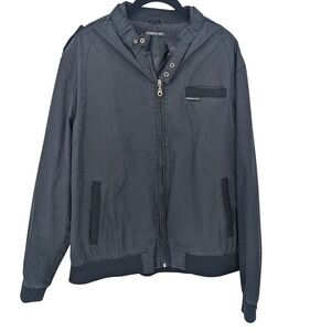 Members Only Bomber Jacket Mens XL Black Casual Y2K Neutral Classic Lightweight